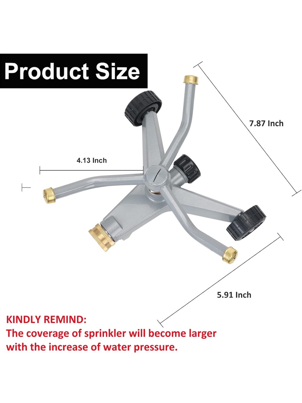 Gray and Gold Oscillating Lawn Sprinkler with Wheels - Picture 5 of 12